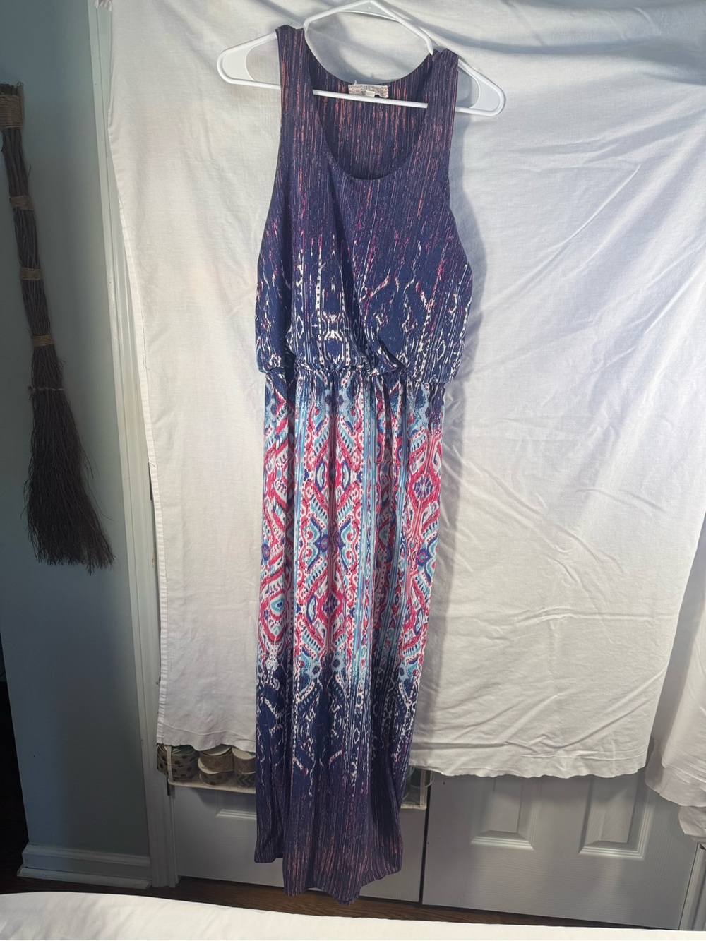 Pink Republic Boho Aztec Chevron Maxi Dress M Festival Feminine Casual Racerback